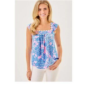 Lilly Pulitzer Gyah Sleeveless Top Conch Shell Pink Size M Preppy Chic